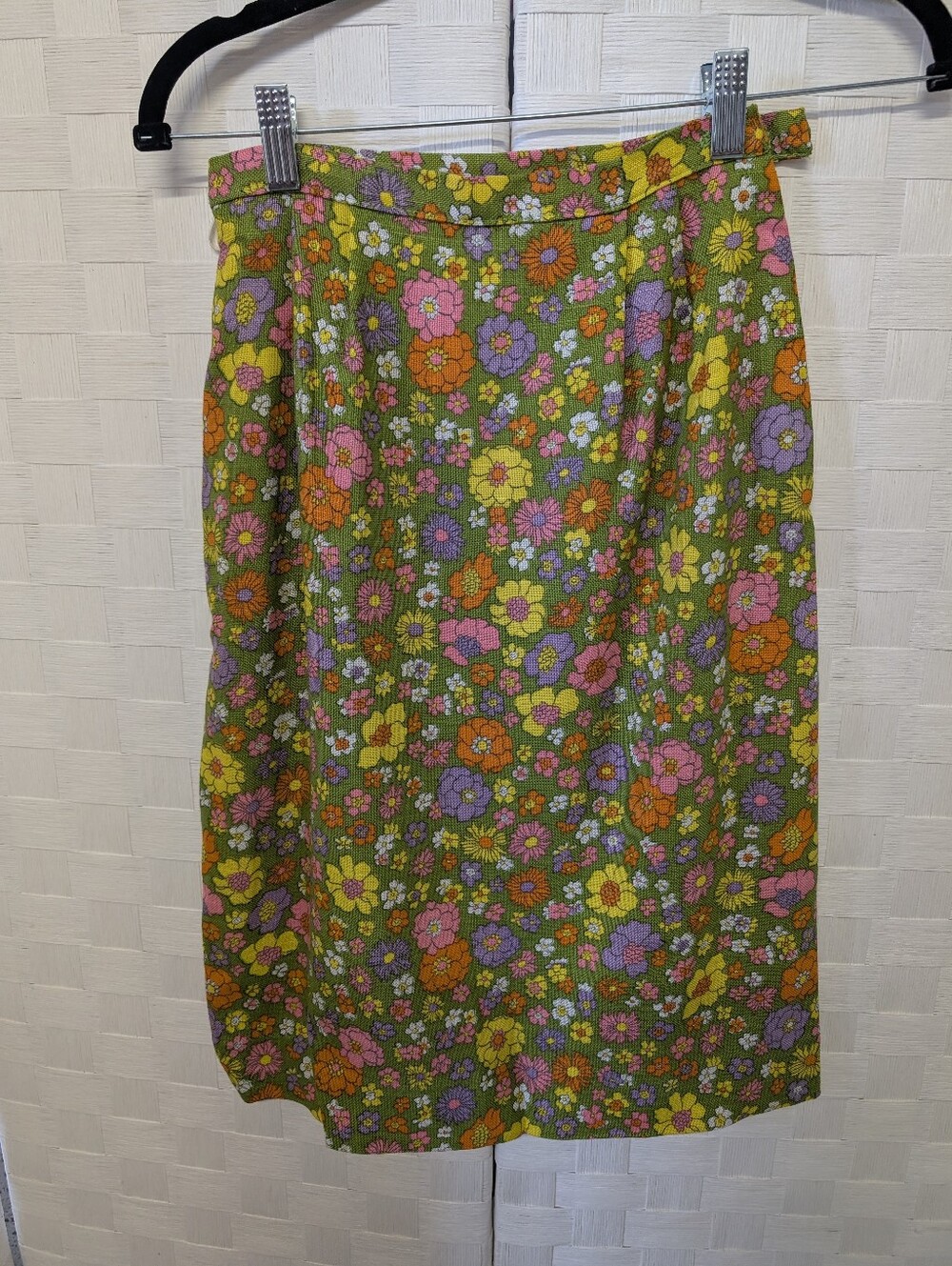 Vintage Suit 1960s Fabric Floral Green Patterned Mint Condition - Picture 6 of 7